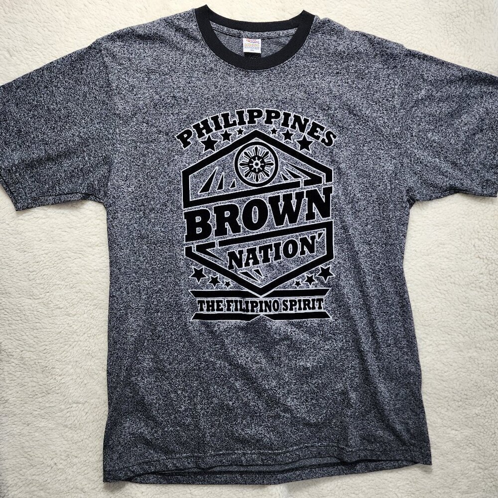 Vintage Dibuho Philippines Brown Nation Tee Shirt Textured XXL Gray Filipino